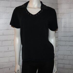 🖤✨ Kikit Collared Tee · Size M · Sleek & Structured